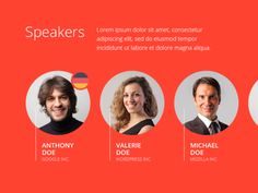 the speakers are all smiling and posing for a group photo in front of a red background