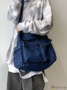 BirdinBag - Stylish Denim Crossbody Bag with Spacious Minimalistic Design Cross Body Bag Pattern Free, Bags From Jeans, Denim Bags From Jeans, Bag From Old Jeans, Cross Body Bag Pattern, Denim Crossbody Bag, The Curated Closet, Handmade Fabric Bags, Denim Backpack