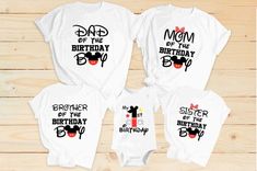 Mickey Baby Birthday, Mickey Family Shirts, Baby Birthday Shirts, Matching Family T Shirts, Mickey Baby, Baby Mickey, Disney Birthday, Custom Birthday, Birthday Boy