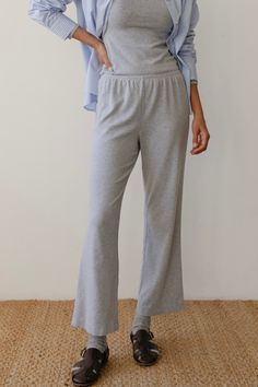 The Baby Rib Scallop Pant Comfortable Cotton Ribbed Pants, Cozy Cotton Ribbed Pants, Comfortable Soft-washed Lounge Pants, Scallop Pants, Cotton Wide-leg Pants With Ribbed Cuffs, Soft-washed Cotton Lounge Pants, Scalloped Edges, A Hug, A Stick