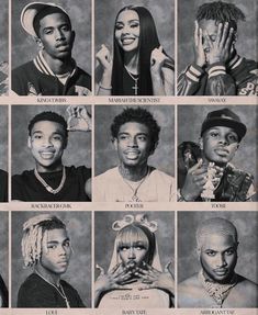 the many faces of young black men and women with different hair colors, hairstyles and piercings