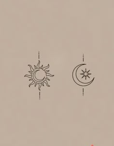 the sun and moon are drawn in black ink