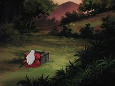 an animated image of a person laying in the grass