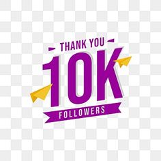 thank you 10k followers with purple and yellow arrows