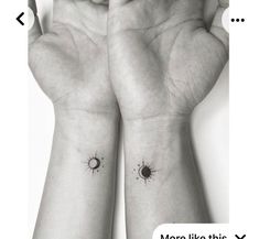 two wrist tattoos with the sun and moon on each one side, both showing their matching hands