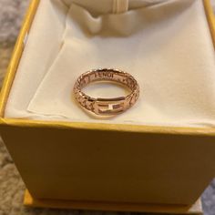 Fendi Baguette Metal Oro Rosa Ring New With Box Perfect Condition Fendi Jewelry, Ar Accessories, Phone Holster, Fendi Baguette, Jelly Shoes, Ring Color, Walker Boots, Wristbands, Blush Makeup