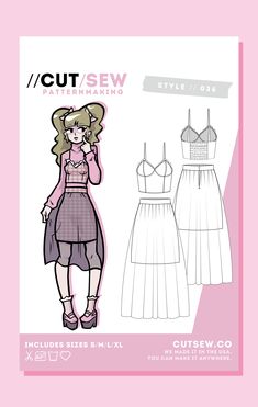 CUT/SEW Beginner Friendly Kawaii J-Fashion Sewing Pattern Easy Clothes To Sew For Beginners, Cosplay Sewing Patterns, Shirt Sewing Patterns, Sewing Patterns Beginner, Sewing Pattern Shirt, Layered Dress Pattern, Cosplay Sewing, Free Printable Sewing Patterns, Clothes Kawaii