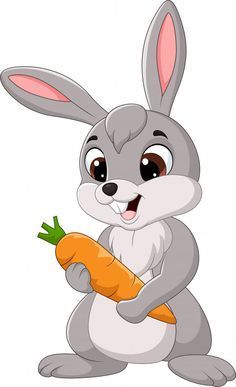 a cartoon rabbit holding a carrot on a white background stock photo 547982