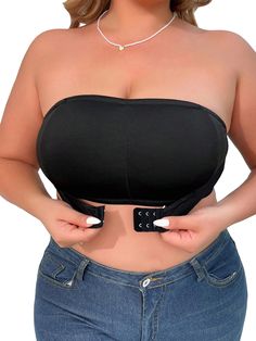 PRICES MAY VARY. Features: bandeau bra, wireless bra, plus size, solid color, button front, buckle detail, strapless, medium support, comfortable texture Fabric has some stretch, and it's soft and comfortable. Occasions: suitable for daily wear, holidays, streetwear, vacation, weekend casual, party, club, leisure time, go out wearing and casual wear. Care Instructions: Hand wash, do not dry clean Please refer to product measurement in the last item picture before ordering (not human body size). Strapless Bra For Large Bust, Strapless Bras That Stay Up, Adjustable Strapless Tube Top, Wireless Strapless Bra, Bandeau Bra, Wireless Bra, Support Bras, Strapless Bra, Dress Sandals