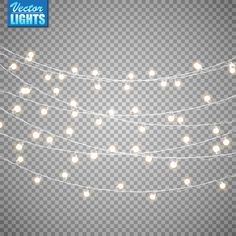 white christmas lights on transparent background