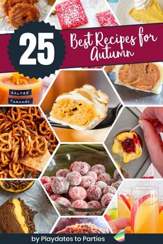 the 25 best recipes for autumn are featured in this collage with images of different desserts and pastries