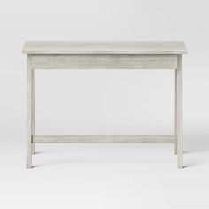 a white wooden table with two legs