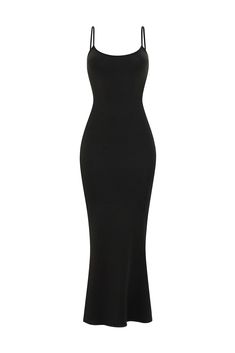 Elevate your wardrobe with this super soft, drapey slip dress that offers a comfortable, body-hugging fit. This maxi length dress features a flattering straight neckline, ribbed fabric, and partially adjustable spaghetti straps. Spaghetti Strap Long Bodycon Dress, Black Long Bodycon Dress, Long Body Con Dress, Cloth Collection, Slip Dress Outfit, That Girl, Bodycon Maxi Dress, Maxi Dress Outfit, Colors Orange