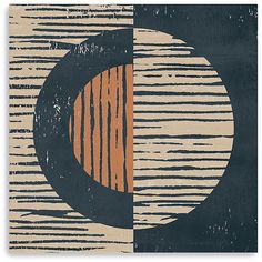 an orange and black abstract painting on wood