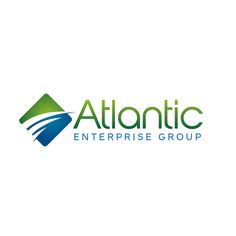 the atlantic enterprise group logo is shown in green, blue and gray colors on a white background