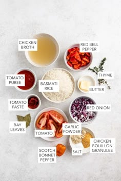 the ingredients for this recipe are shown in bowls