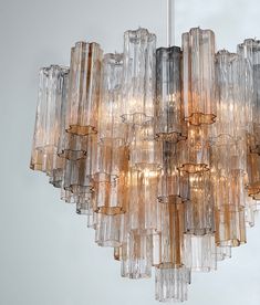 a large chandelier made out of glass tubes