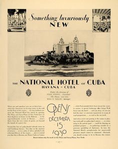 an advertisement for the national hotel cuba