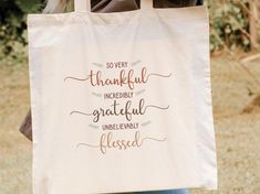 Fall Tote Bag, Thankful Grateful Blessed Shoulder Bag, Autumn Accessories, Thanksgiving Tote Bag, Seasonal Gifts, Fall Outfit, Cotton Canvas by SimplyTotesBag on Etsy Thankful Grateful Blessed, Grateful Thankful Blessed