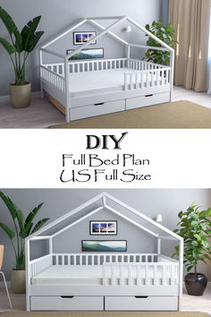 this is an image of a white doll house bed