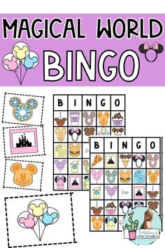 BINGO!!! Your students will LOVE this Magical World themed Bingo! There are 30 different bingo cards and 39 different Disney snack and accessory themed symbols within for your kids to find on the bingo cards. This activity is perfect for any Magical World and theme park themed activities. Disney Party Games For Adults, Disney Bingo Printable Free, Disney Games For Kids Activities, Disney Stem Activities, Disney Themed Activities, Disney Bingo, Disney Games For Kids, Disney Party Games, Disney Camp