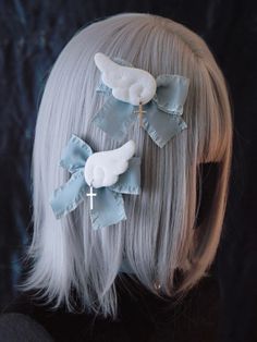 The price is for a pair of hairclips only, others are not included. Angel Headpiece, Cloud Accessories, Kawaii Alt, Dove Wing, Halloween Wings, Male Steampunk, Angel Accessories, Steampunk Fashion Female, Angel Halo