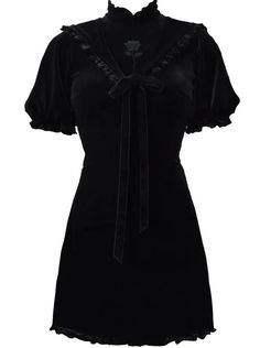 Frilled Rose Sailor Collar Tight Dress – Belchic Ruffled Fitted Bodycon Dress With Short Sleeves, Vamp Goth, Fairycore Princess, Velvet Mini Dress, Goth Dress, Sailor Collar, Mini Velvet Dress, Goth Outfits, Alternative Outfits