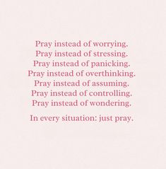 the words pray instead of worrying