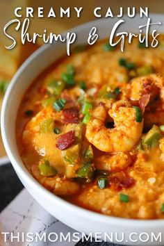 this creamy cajun shrimp and grits soup is an easy, healthy dinner that's ready in under 30 minutes