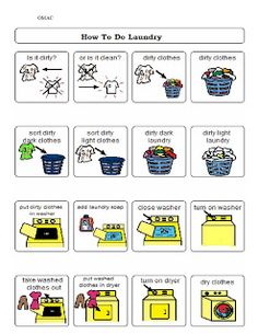 an image of how to do laundry worksheet with pictures and instructions on it