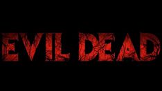 the title for evil dead, written in red and black