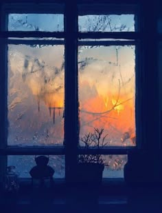 Winter Window, Blue Artwork, Dark Christmas, Looking Out The Window, Winter Love, Autumn Scenes, Window View, Winter Art