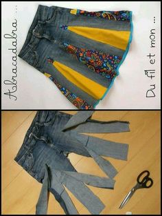 two pictures showing different ways to sew denim shorts and how to sew them