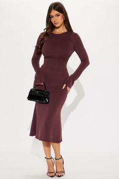 Available In Chocolate And Black. Open Back Midi Dress High neckline Long bell sleeves Tie back Backless Stretch Length = 45" Self: 50% Modal 47% Polyester 3% Spandex Imported | Evening Sky Open Back Midi Dress in Chocolate Brown size XL by Fashion Nova Open Back Midi Dress, Chocolate Fashion, Dresses Fashion Nova, Evening Sky, Women's Evening Dresses, Fashion Nova Dresses, High Neckline, Chocolate Brown, Open Back