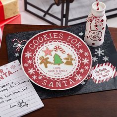 a cookie for santa plate and candy bar wrapper