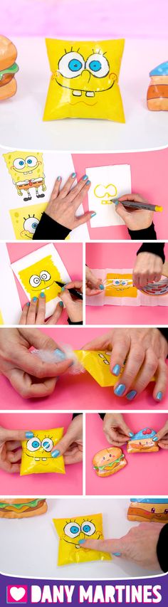 the instructions for making spongebob finger puppets