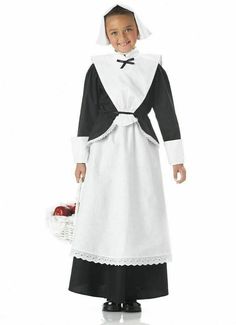 Costume includes dress with attached apron, tie back bib collar and headpiece.  Please Read ALL before purchasing Costumes come from our retail stores.   They are clearance priced and returns will only be accepted if notified on day of receipt and shipped next day of receiving, buyer is responsible for return shipping fees so please look at size chart and remember that costumes do tend to run small. Some packages may show wear from being stored. Because we do not work for USPS we canno Wings Makeup, Pilgrim Dresses, Pilgrim Costume, Thanksgiving Costume, Toddler Dress Up, Anna Costume, Colonial Dress, Halloween Costume Store, Dress Up Clothes