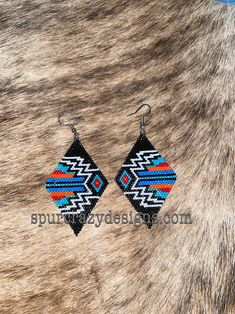 Hand Beaded Dangle Earrings, Black Aztec, Geometric Shaped Earrings, Native Beaded Earrings, Beaded Black and Turquoise Dangle Earrings - Etsy Southwestern Dangle Beaded Earrings, Southwestern Black Beaded Earrings For Gift, Black Teardrop Jewelry With Colorful Beads, Southwestern Style Black Earrings With Colorful Beads, Turquoise Earrings With Black Round Beads, Handmade Southwestern Black Beaded Earrings, Handmade Black Southwestern Beaded Earrings, Southwestern Black Beaded Dangle Earrings, Beaded Aztec Earrings