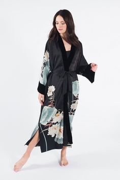 black Long Kimono Jacket, Long Kimono Cardigan, Elegant Kimono, Long Shirt Women, Plus Size Kimono, Silk Kimono Robe, Black Kimono, Kimono Wrap, Short Kimono