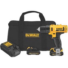 the dewall cordless drill is in its case and it's ready to be used