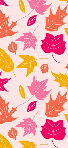 an image of colorful fall leaves on a white background for wallpaper or wrapping paper