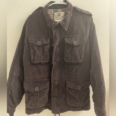 Lucky Brand Nwot Jacket In Brown Corduroy With Plaid Lining On The Inside. Features A Waist Cinch And Inner And Outer Pockets. Zip And Button Front Closures. Brown Corduroy, Corduroy Jacket, Utility Jacket, Cinched Waist, Leather Jackets, Lucky Brand, Jackets For Women