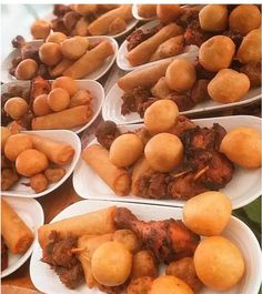 several plates filled with different types of food