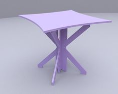 a small purple table sitting on top of a white floor