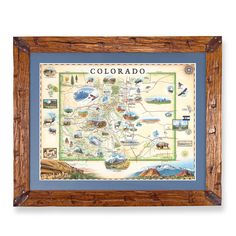 a framed map of the state of colorado