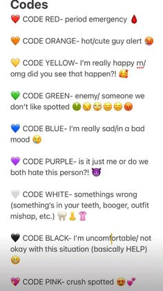 some text messages with different emoticions and colors on the same page, one is saying code red - period emergency