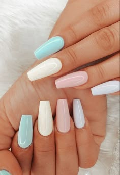 Multicolored Nails, Spring Acrylic Nails, Smink Inspiration, Glow Nails