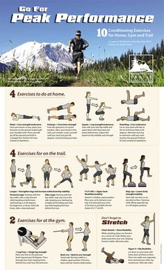 a poster with instructions on how to do the splits in front of a mountain range