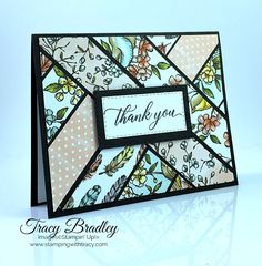 a thank you card with flowers and polka dots