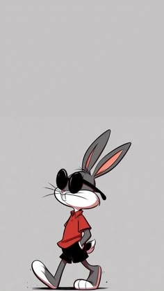 a cartoon rabbit with sunglasses and a red shirt